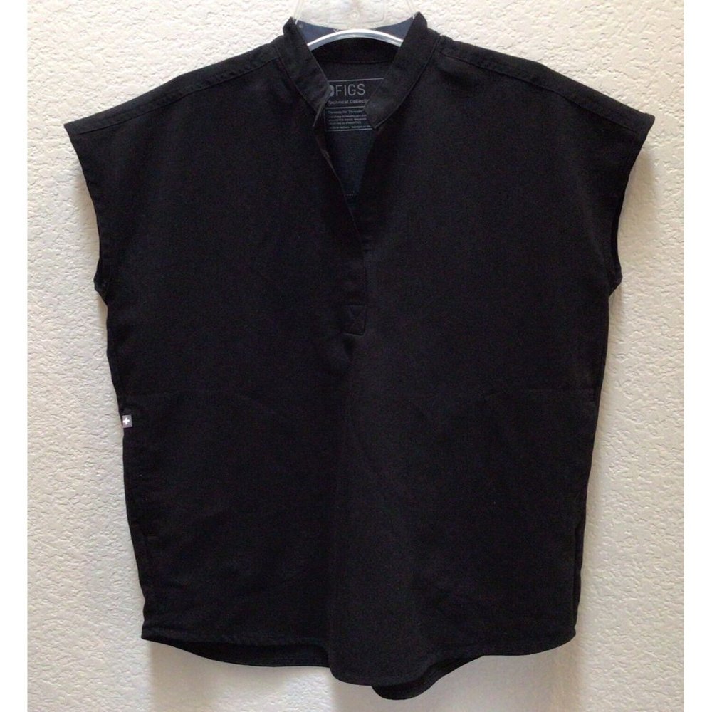 FIGS Rafaela Black Oversized Scrub Top Technical Collection Women’s Size XS